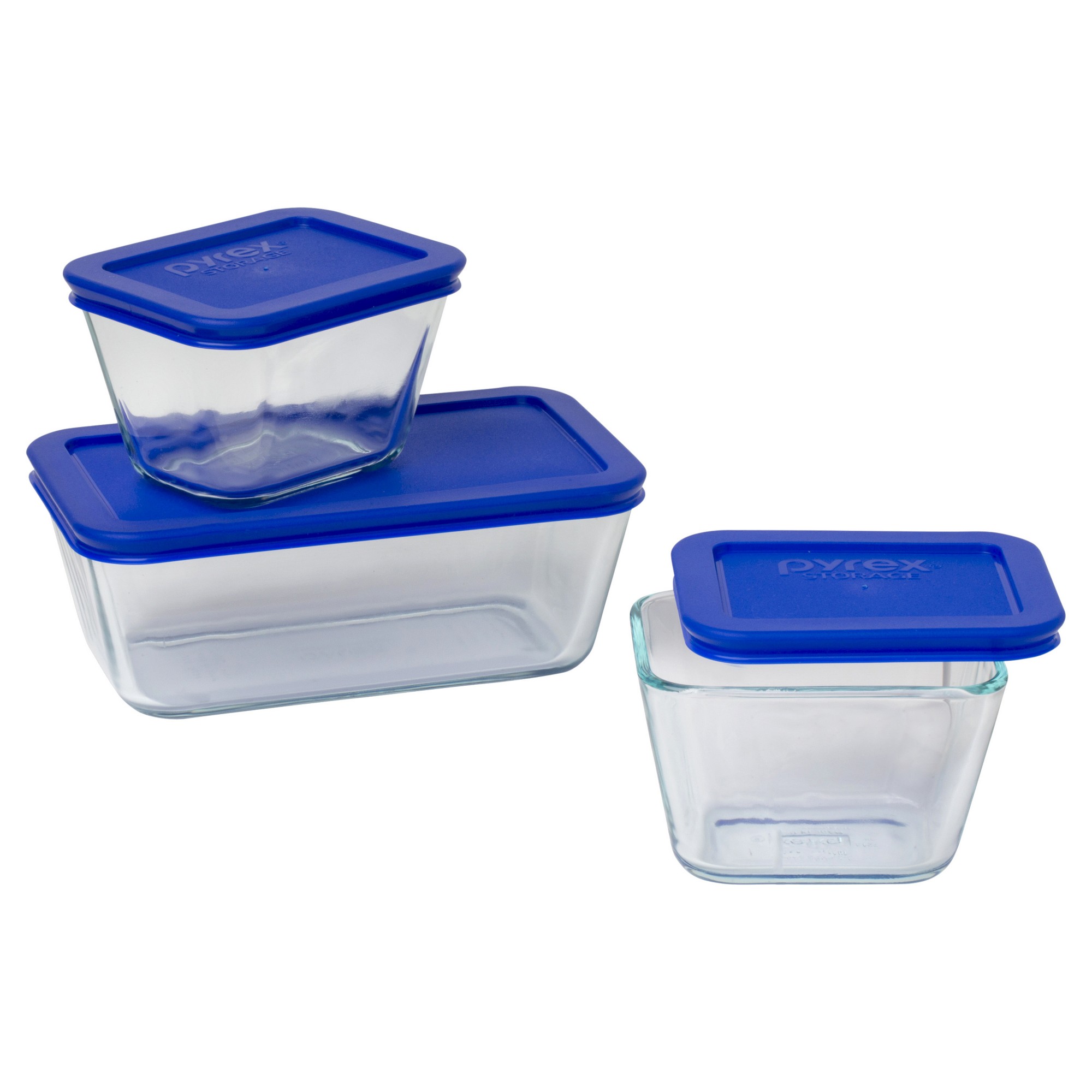 Pyrex 6pc Value Pack Glass Food Storage Containers, Blue