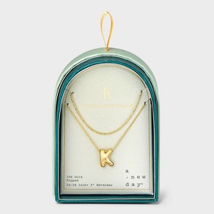 14K Gold Dipped Initial Bubble Multi-Strand Pendant Necklace - A New Day™ Gold - 1 of 4