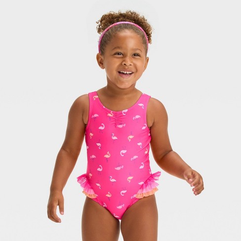 Girls flamingo swimming costume online