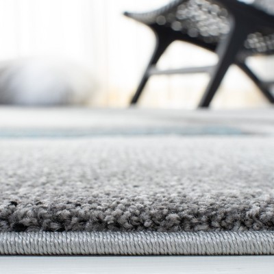 Hollywood Grey and Blue Abstract Runner Rug