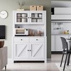 Whizmax Kitchen Pantry Cabinet with Microwave Stand, Freestanding Hutch with Drawers & Adjustable Shelves, Buffet Cabinet for Kitchen, Dining Room - 2 of 4