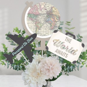 Big Dot of Happiness World Awaits - Travel Themed Party Centerpiece Sticks - Table Toppers - Set of 15 - 1 of 4