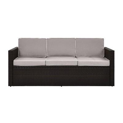 Palm Harbor Brown and Gray Wicker Three-Seat Outdoor Sofa