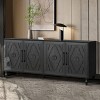 Wooden Storage Cabinet with Carved Flower Doors Mordern Sideboard Console with Adjustable Shelves for Living Room, Kitchen,Entryway-Tanpinhause - 3 of 4