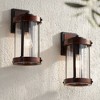 John Timberland Stan Industrial Outdoor Wall Light Fixtures Set of 2 Dark Wood Black Metal 13 1/2" Clear Glass for Post Exterior Barn - 2 of 4