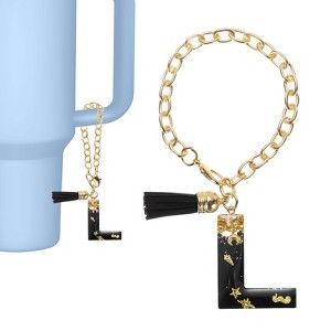 Unique Bargains Resin Lightweight Decorative Tassel Keychain Handle Charm Black with Gold Foil 1 Pc - 1 of 4