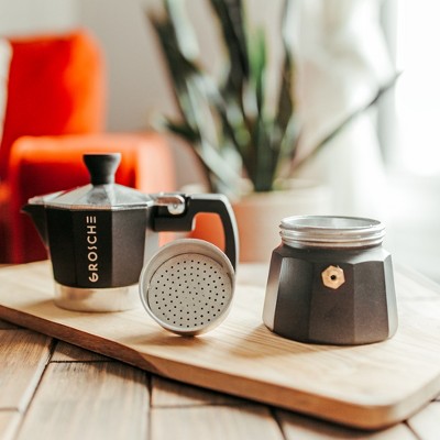 GROSCHE Milano Black Aluminum Stovetop Espresso Maker