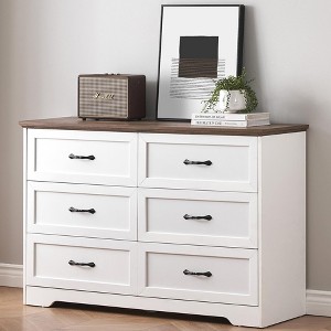 5/6 Drawer Wood Dresser for Bedroom, Dresser Storage Tower with Handles, Storage Cabinet Dresser Chest of Drawers - 1 of 4