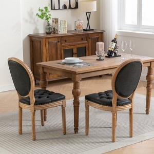 CAVINAS Upholstered Dining Chairs Set of 2,PU Leather/Velvet Kitchen Chairs with Tufted Button,Dining Room Chairs with Nailhead Trim,Solid Wood Frame - 1 of 4