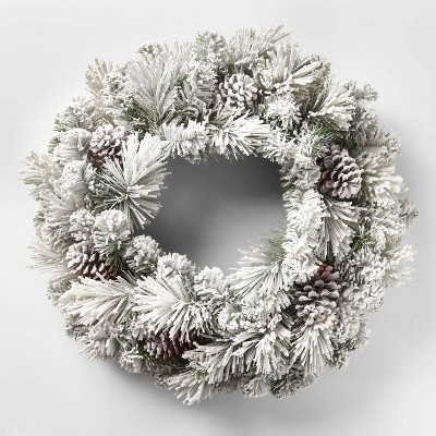 28in Unlit Flocked Artificial Pinecone Wreath - Wondershop™