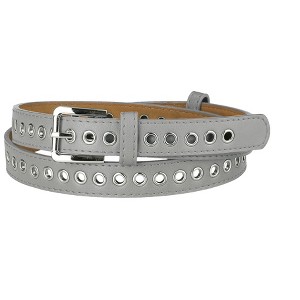 Allegra K Women's PU Leather Metal Buckle Skinny Hollow Grommet Waist Belts - 1 of 4