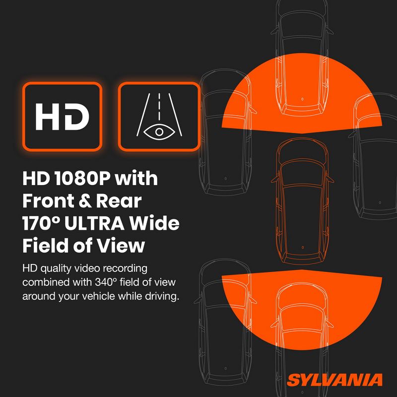 SYLVANIA Roadsight Mirror Dash Camera and Backup Camera - 340 Degree View - HD 1080p, 3 of 8