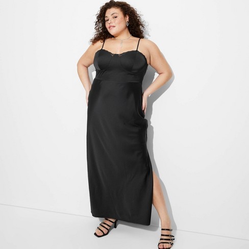 Women's Lace Trim Maxi Slip Dress - Wild Fable™ Black XXL