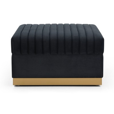 Nicbex Ottoman Bench Contemporary Tufted Velvet Ottoman Foot Rest for Living Room, Black
