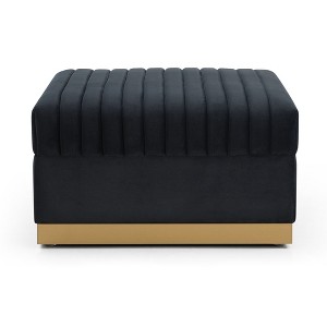 Nicbex Ottoman Bench Contemporary Tufted Velvet Ottoman Foot Rest for Living Room, Black - 1 of 4