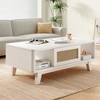 Coffee Table, Living Room Tables, Modern Square Coffee Table with Rattan Drawer, Wooden Living Room Table - 2 of 4
