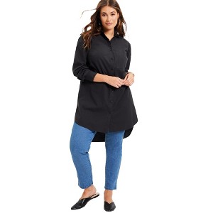 June + Vie by Roaman's Women's Plus Size Poplin La Vie Max Tunic - 1 of 4