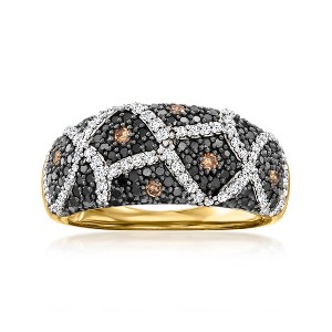 Ross-Simons 1.00 ct. t.w. Black, White and Brown Diamond Leopard Ring in 18kt Gold Over Sterling Size 5 - 1 of 4