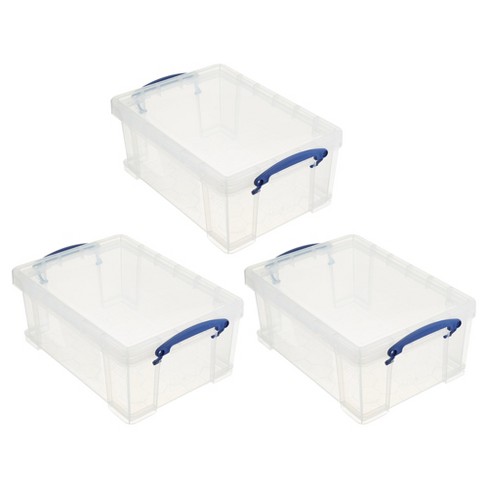 Really Useful Box Stackable 9 Liter Plastic Storage Container Bin With Snap Lid And Built in Clip Lock Handles For Home Office Organization 3 Pack Target