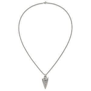 Chisel Stainless Steel Antiqued and Polished Arrowhead Pendant on a 24" Box Chain Necklace - 1 of 4
