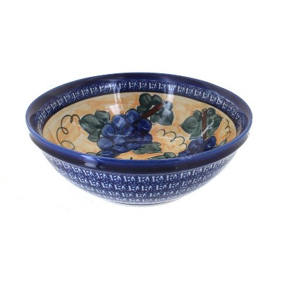 Blue Rose Polish Pottery Grapes Large Serving Bowl