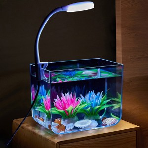Fish Tank with Clamp Light,Aquarium Starter Kits for Living Room Office Decor Small Betta Fish Tank Anti Slip Base Aquarium Tank - 1 of 4