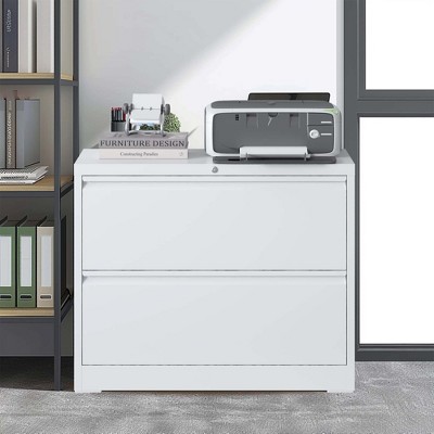 NicBex Modern File Cabinet with Lock, Lateral  Metal Filing Cabinets with Drawers and Anti-Tilt Design,Office Cabinet for Home, Office,Black/White