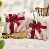Lomsoe 2-Pack Contemporary Merry Christmas Joy Stripes Gift Box Red Bow Throw Pillow Covers, Short Plush Pillow Cover. - 4 of 4