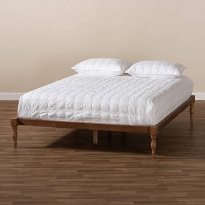 Iseline Contemporary Walnut Brown King Platform Bed with Turned Legs