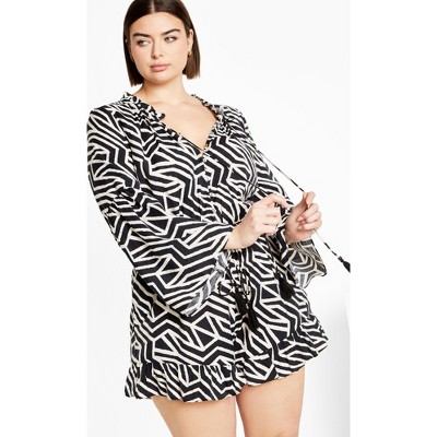 Women's Plus Size Erica Print Playsuit - black | CITY CHIC