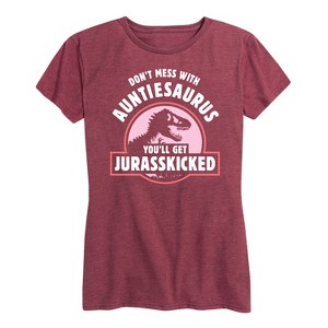 Women's - Instant Message - Auntiesaurus Jurasskicked Short Sleeve Graphic T-Shirt - 1 of 4
