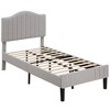 VECELO Bed Frame, Upholstered Platform Bed with Soft Teddy Fabric Adjustable Headboard, Beige/Gray - 4 of 4