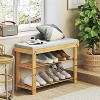 KTMBDW Shoe Rack Bench, 3-Tier Bamboo Shoe Storage Organizer, Entryway Bench, Holds Up to 300 lb, for Entryway Bathroom Bedroom - 2 of 4