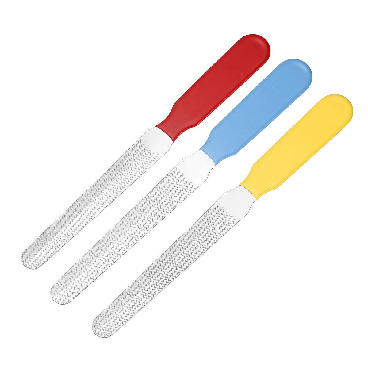 Unique Bargains Stainless Steel Grooming Tool Pet Nail File 5.5" x 0.6" Red/Yellow/Light Blue 3 Pcs