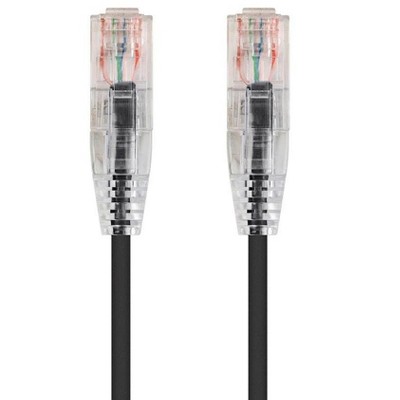 Monoprice Cat6 Ethernet Patch Cable - 30 feet - Black | Snagless RJ45 Stranded 550MHz UTP CMR Riser Rated Pure Bare Copper Wire 28AWG - SlimRun Series