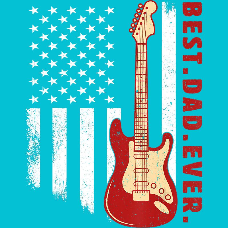 Men's Design By Humans Best Dad Ever Guitar and Flag By MINHMINH T-Shirt, 2 of 3