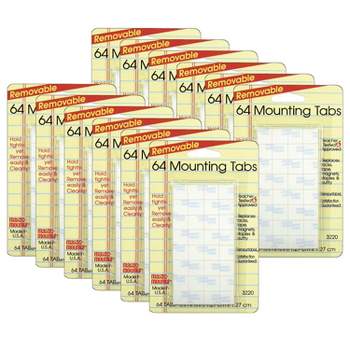 Magic-Mounts® Removable Mounting Tabs, 1/2" x 1/2", 64 Per Pack, 12 Packs