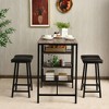 Costway 3 Piece Counter Height Dining Bar Table Set w/2 Stools&3 Storage Shelves - 3 of 4