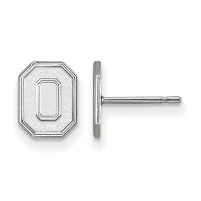 Black Bow Jewelry 14k White Gold Ohio State Buckeyes NCAA Post Earrings