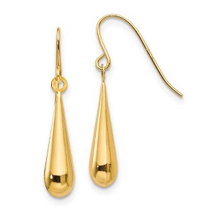 Black Bow Jewelry 3-D Teardrop Dangle Earrings in 14k Yellow Gold - 1 of 4