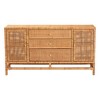 bali & pari Vivan Bohemian Honey Rattan and Mahogany Wood 3-Drawer Storage Cabinet - 4 of 4