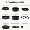 FONTOI 12 pcs Pots and Pans Set, Nonstick Kitchen Induction Cookware Suit with Detachable Handle, Dishwasher Oven Safe Cook, Black, 10.2"*10.2"*3.1" - 4 of 4