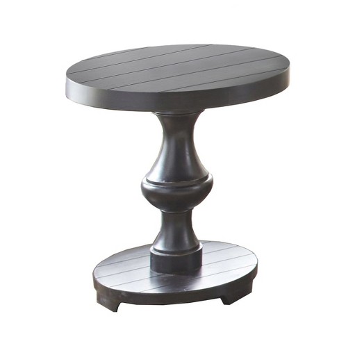 Dory Round End Table Black Steve, Round Pedestal Side Table Black