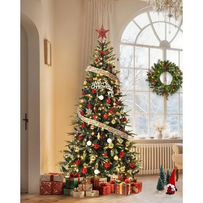 Garvee Pre-Lit Pencil Christmas Tree - Warm White Lights, Auto-Hinged Easy Setup, Foldable Stand for Home, Office, Party Decor