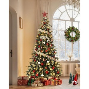 Garvee Pre-Lit Pencil Christmas Tree - Warm White Lights, Auto-Hinged Easy Setup, Foldable Stand for Home, Office, Party Decor - 1 of 4