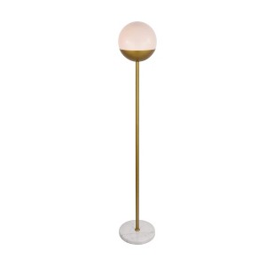 Elegant Lighting Eclipse 1 Light Brass Floor Lamp With Frosted White Glass - 1 of 4