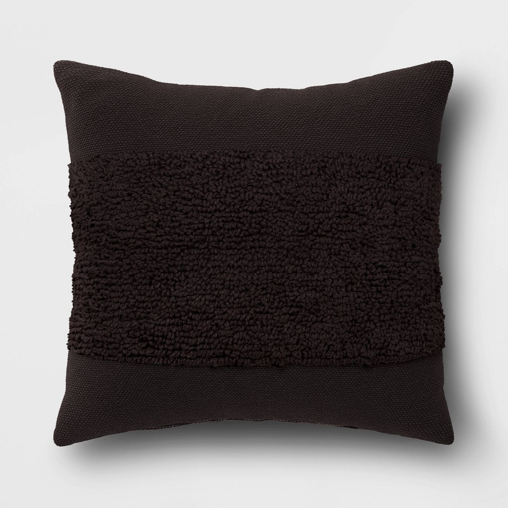 Photos - Pillow Cotton Tufted Square Throw  Black - Threshold™