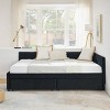 Modern Upholstered Velvet Daybed with Two Rolling Storage Drawers, Full Size Sofa Bed Frame for Living Room or Guest Room - The Pop Home - 2 of 4