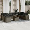vidaXL 11 Piece Patio Sofa Set with Cushions - Gray Poly Rattan - 2 of 4