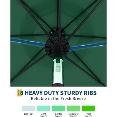 Solar Powered 9FT Offset Patio Umbrella, 8-Rib Steel Frame, Tilt Crank, UV Resistant & Waterproof